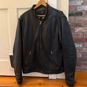 Walter Dyer Men's Black Leather Motorcycle Jacket, 42 Long